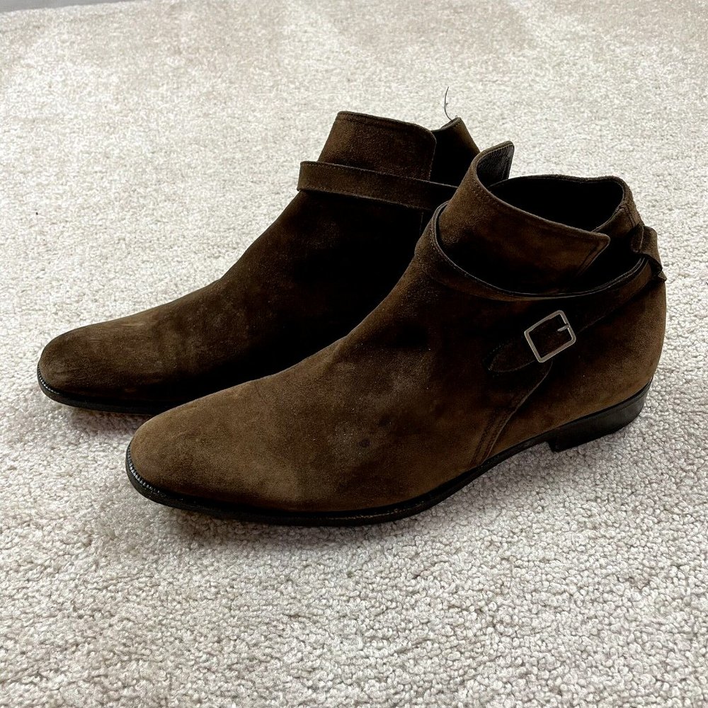 Salvatore Ferragamo Jodhpur Ankle Strap Boots in Brown Suede Leather Size 11D